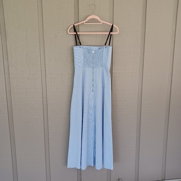 Tela Bahamas Maxi Dress Size S Women Preppy Cotton Pockets Smocked Blue Striped - Picture 6 of 16